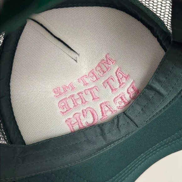 Green Trucker Hat with Pink Embroidery - Picture 3 of 3